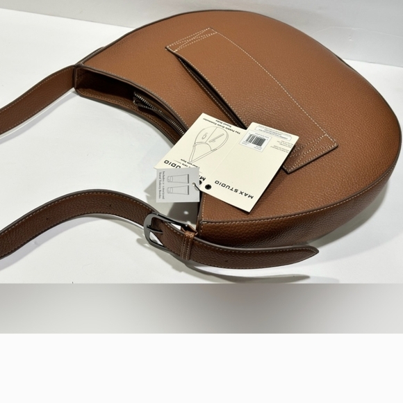 Max Studio XL Pebble Grain Commuter Travel Hobo Bag in Cognac Color - Picture 6 of 16